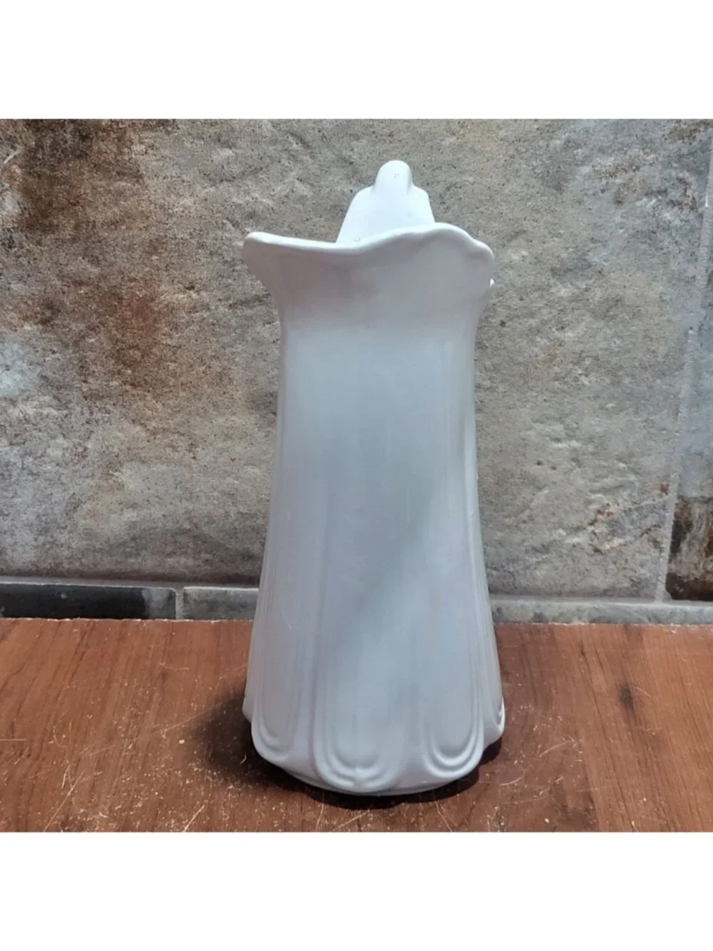 Vintage White Ironstone Water Pitcher Scallop Design